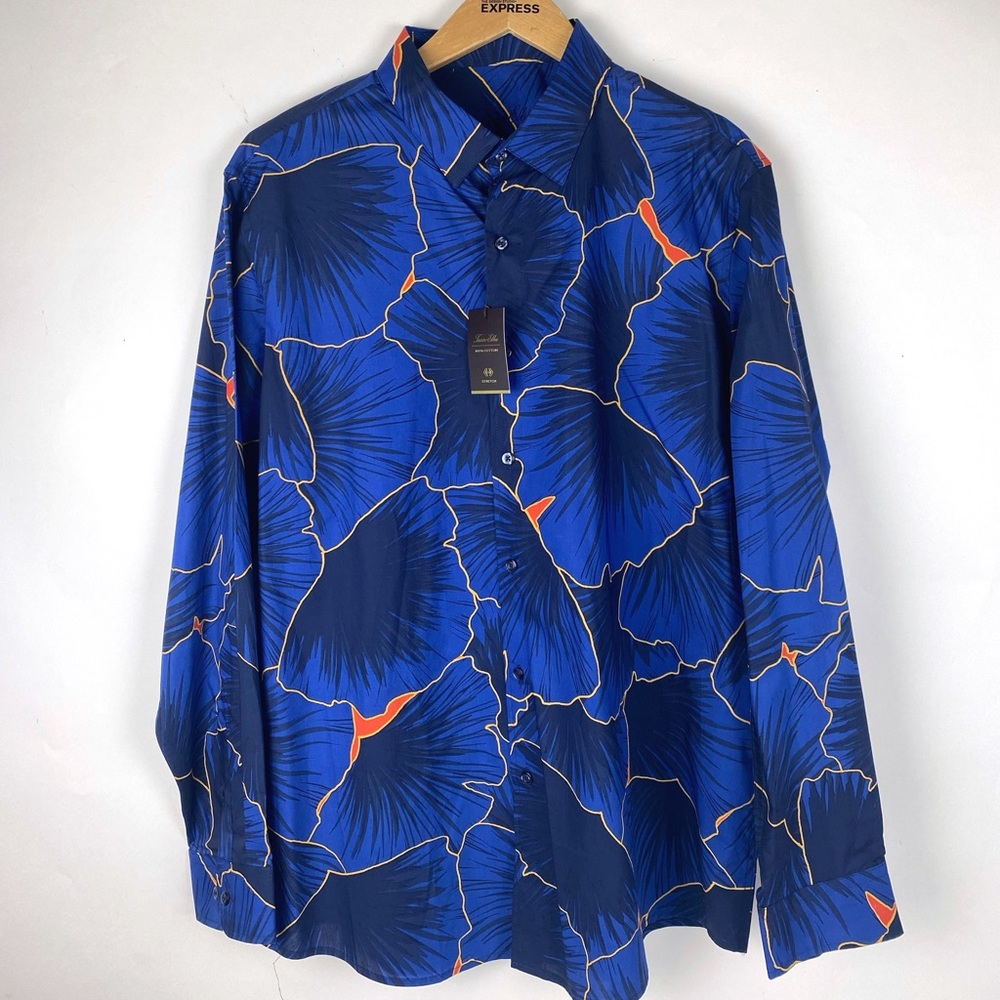 Tasso Elba Mens Button-Down Dress-shirt NWT Blue XL
